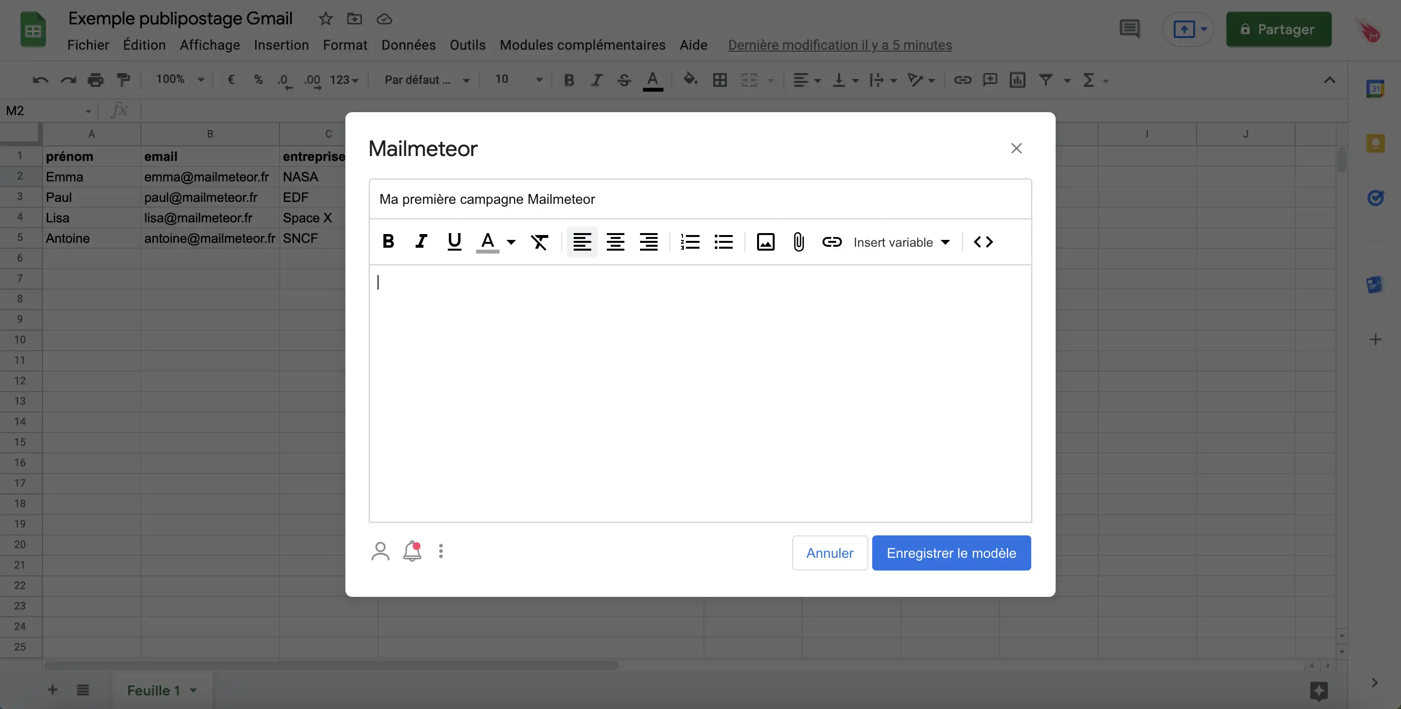 Escribir un correo electrónico en Mailmeteor