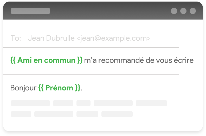 Inclure des variables personnalisées dans un publipostage d'email