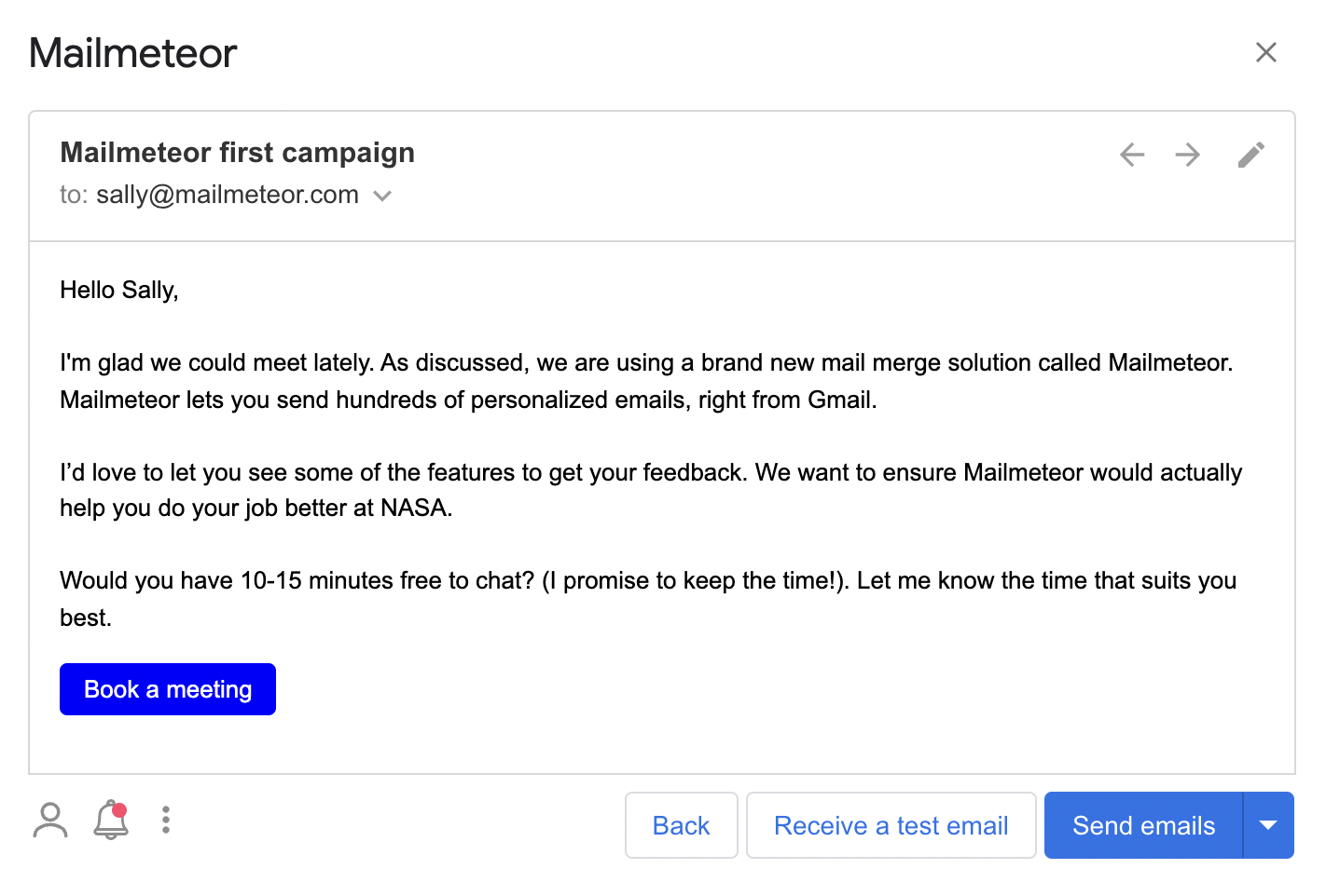 Sending a mail merge with a Call-To-Action