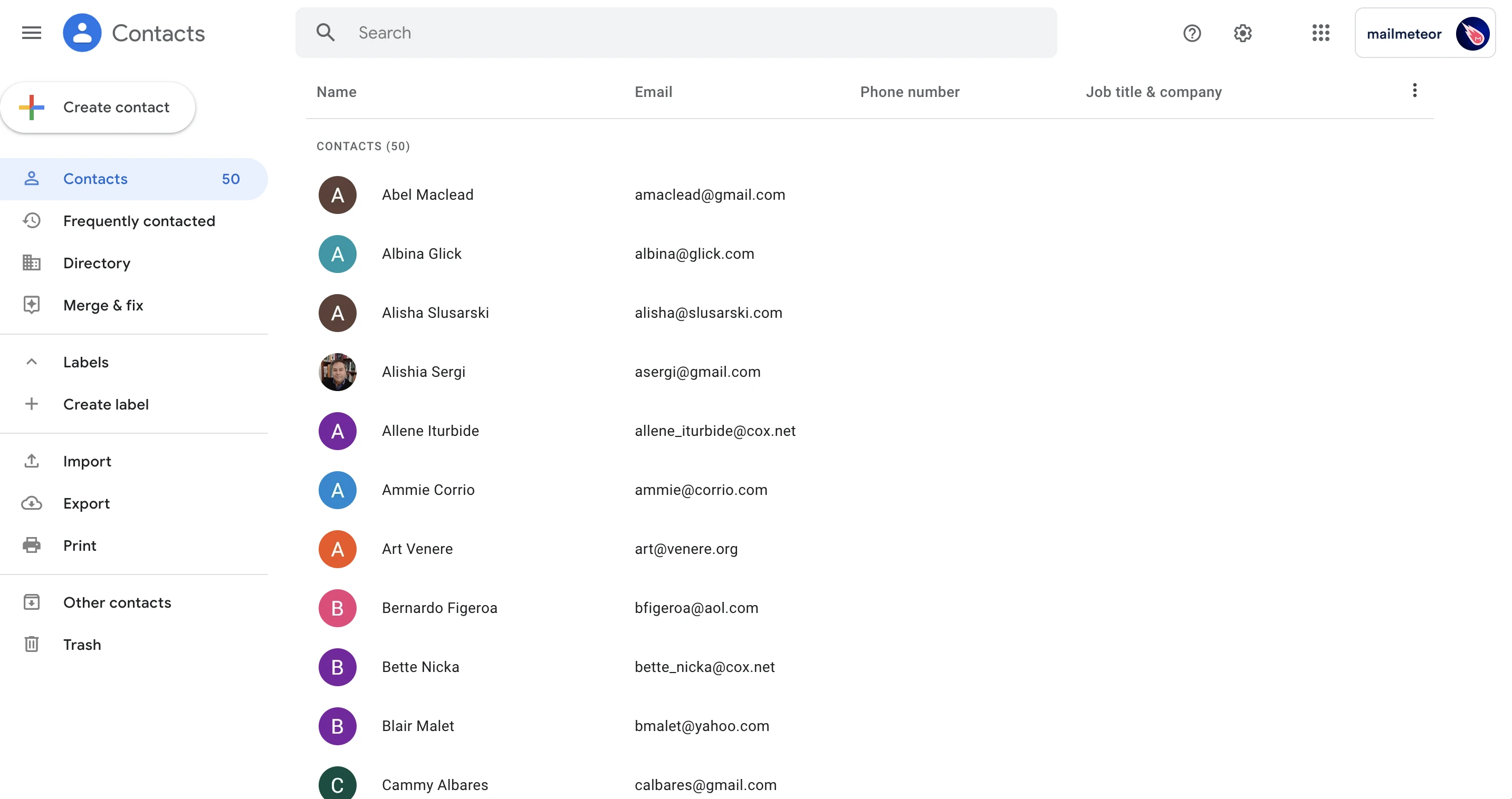 Open Google Contacts