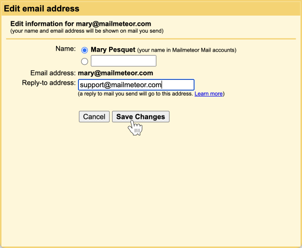 Specify a reply-to address in Gmail